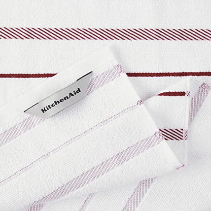 KitchenAid Albany Kitchen Towel 4-Pack Set, Smoked Paprika Red/White, 16"x26" - color: Smoked Paprika, size: 16"x26"