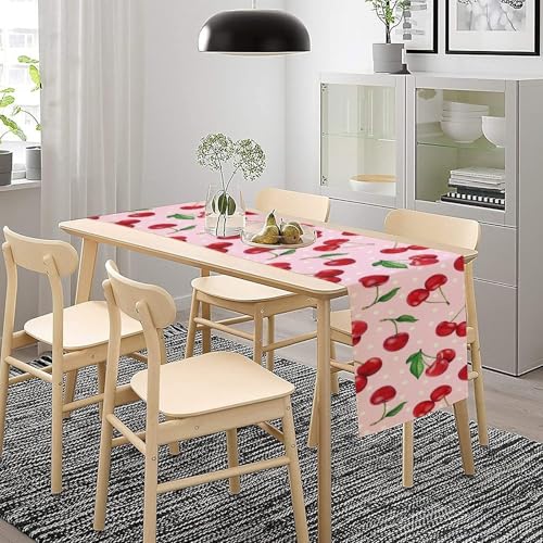 Red Cherry Table Runner, Tropical Fruit Polka Dot Print Table Runner for Birthday Party Dining Room Home Kitchen 13x36in - color: Fruit-4, size: 13x36in