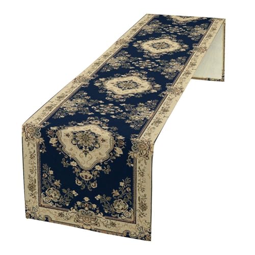 Vintage Elegant Farmhouse Table Runner Blue Beige Flower for Home Farmhouse Kitchen Table Dining Coffee Room Garden Party Wedding Decor 13x36in - color: Vintage-29, size: 13x36in