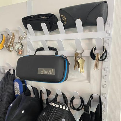Evelots Rack for Purses, Belts, Jewelry, Ties, Hats - New Over the Door Organizer - Adjustable 8 Tier - 40 Hooks for Multi Uses - Easy Assembly - No Tools Needed - White Coated Sturdy Metal - size: 1 Pack, style: 8-Tier Over-The-Door