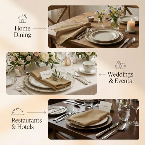 Accent Home 100% Cotton Napkins, Delicate Cloth Napkins for Dinners | 100% Pure Cotton Napkins, Economy Pack, Multi Purpose Use, Machine Washable, Cotton - color: 35 - Brown - Twill, size: 18" x 18" (Set of 6)