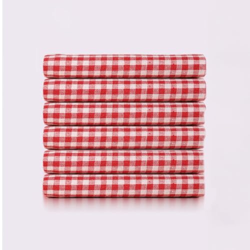 Checkered Kitchen Towels - Dish Drying Towels (24" x 16") Reusable & Cute Perfect as Kitchen Towels Set, Dishcloths for Kitchen - (6 Pack) (Red) - color: Red, size: Set of 6
