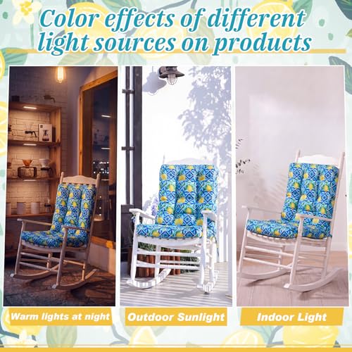 Hoteam 4 Set Outdoor Patio Chair Cushions 20 x 42 in Deep Seat Waterproof Patio Cushions Set for Furniture Replacement Removable Seat and Back (Mediterranean Lemon) - style: waterproof