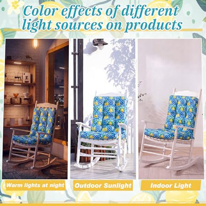Hoteam 4 Set Outdoor Patio Chair Cushions 20 x 42 in Deep Seat Waterproof Patio Cushions Set for Furniture Replacement Removable Seat and Back (Mediterranean Lemon) - style: waterproof