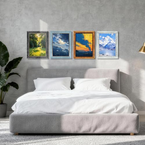 XUANLUO 9x12 Picture Frames Set of 4 Rustic Retro Photo Frame with HD Plastic Cover for Wall Mount and Tabletop Display Family Friends Wedding Gift - color: mix, size: 9×12 inch