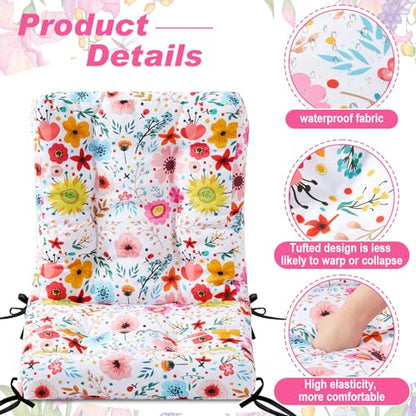 Hoteam 4 Set Outdoor Patio Chair Cushions 20 x 42 in Deep Seat Waterproof Patio Cushions Set for Furniture Replacement Removable Seat and Back (Watercolor Flowers) - style: Watercolor Flowers