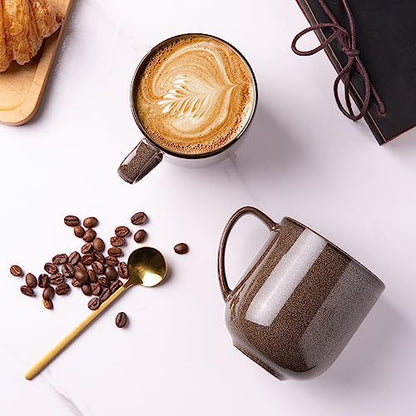 LERATIO Ceramic Coffee Mugs Set of 6,12oz Handmade Coffee Mugs Set | Large Handle for Cappuccino/Latte/Tea/Hot Cocoa,Oven &Dishwasher & Microwave Safe - color: reactive glaze-5