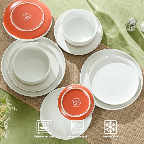 Ceramic Salad Plates Set, 8 Inch, Set of 4, Elegant White | Stoneware, Dishwasher & Microwave Safe, Small Dinner Plates, For Cake, Fruits, Waffle, Pasta, Salad - color: White, size: Salad Plates Set (4PCS)