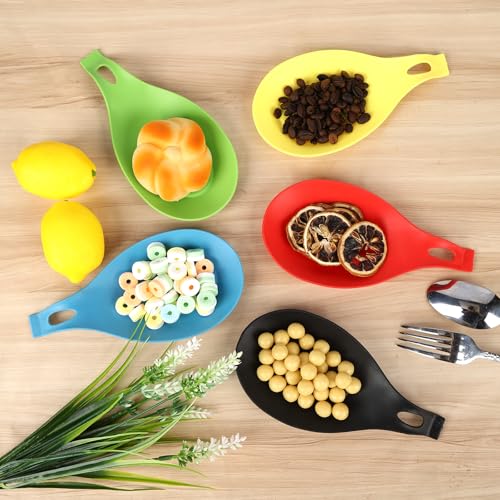 6 pcs Silicone Spoon Holders,Heat Resistant Spoon Rests Kitchen Utensils Holder for Stove Spoon Holder,Tongs,Ladles