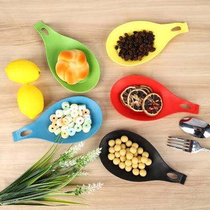 6 pcs Silicone Spoon Holders,Heat Resistant Spoon Rests Kitchen Utensils Holder for Stove Spoon Holder,Tongs,Ladles