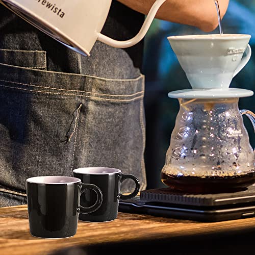 homEdge Mini Porcelain Espresso Cup, 4 Ounces / 120 ml Tiny Ceramic Coffee Mugs Demitasse for Espresso, Tea- Set of 6, Black - color: Black