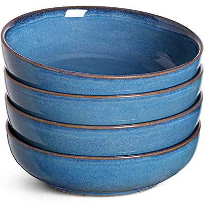 LE TAUCI Pasta Bowls 45 Ounce, Ceramic Salad Bowl, Large Serving Bowl Set - Set of 4, Ceylon Blue - color: Ceylon Blue, size: 45 ounces
