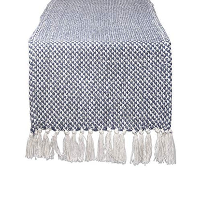 DII Woven Basics Collection 100% Cotton Knit Table Runner, 15x72, French Blue - color: French Blue, size: 15x72"