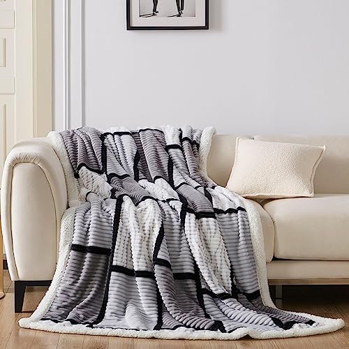 Gracelife Sherpa Fleece Throw Blanket for Couch, Fluffy Plush Warm Fuzzy Blanket for Women and Men, Cozy Thick Soft Twin Blanket for Bed, Grey, 80x90 Inches - color: Gray, size: 80" x 90"
