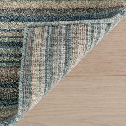 Dash & Albert Brindle Blue Striped Hand Loom Knotted Wool Rug, 8'6"x11'6" | Stripe Hand Loom Knotted Wool Rug, 8.5' X 11.5', Striped Pattern - color: Blue, size: 8'6" x 11'6" (Rectangular)