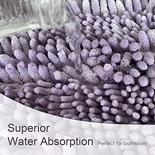 Purple Bathroom Rugs Sets 3 Piece, Super Absorbent Water Bath Mat Set with U-Shaped Toilet Rug,Ultra Soft Chenille Bath Mats for Bathroom and Tub,20x32+16x24+U-Shape20x20 Inch - color: Purple