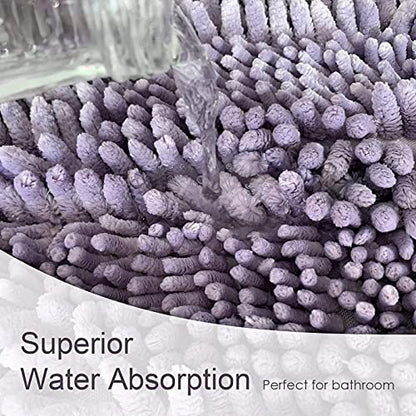 Purple Bathroom Rugs Sets 3 Piece, Super Absorbent Water Bath Mat Set with U-Shaped Toilet Rug,Ultra Soft Chenille Bath Mats for Bathroom and Tub,20x32+16x24+U-Shape20x20 Inch - color: Purple