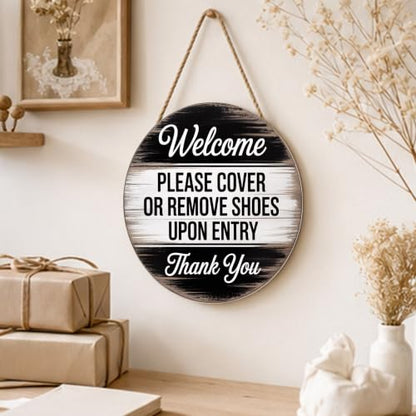 Welcome Farmhouse Wood Hanging Sign - color: Purple