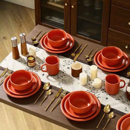 GZG 10.25-Inch Ceramic Dinner Plates, Terracotta Blush, Set of 4 | Rustic Matte Glaze, Terracotta Stoneware, For Main Course & Everyday Meals, Microwave & Dishwasher Safe - color: Terracotta Blush, size: 4 pcs Dinner Plate Set