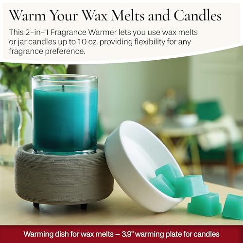 Candle Warmers ETC 2-in-1 Candle and Fragrance Warmer for Warming Scented Candles or Wax Melts and Tarts with to Freshen Room, Gray Texture - style: Gray Texture