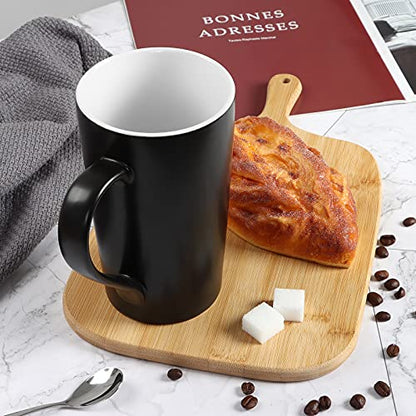 harebe 20 OZ Coffee Mug, Simple Large Tall Ceramic Cup, Smooth Ceramic Tea Cup for Office and Home, The Best Gift for Your Father, Husband And Friends, Big Capacity with Handle, Black - color: Black