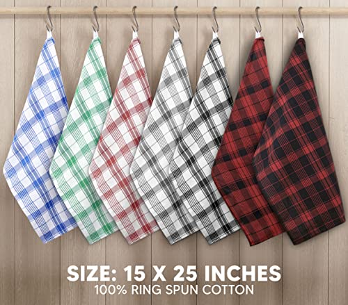 Utopia Towels Red & Black Dish Towels [12 Pack - 15 x 25 Inc] 100% Cotton | Highly Absorbent & Reusable Cleaning Bar, Tea, Kitchen and Dishcloths Set - 200 GSM - color: Red & Black