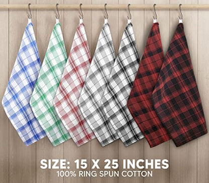 Utopia Towels Red & Black Dish Towels [12 Pack - 15 x 25 Inc] 100% Cotton | Highly Absorbent & Reusable Cleaning Bar, Tea, Kitchen and Dishcloths Set - 200 GSM - color: Red & Black