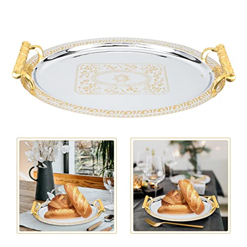SHERCHPRY Household Fruits Tray European Style Serving Tray Food-Grade Stainless Steel Coffee Table for Fruit Snacks Cakes Barbecue 12.79 X 9.44 X 1.37 in 1 Pack