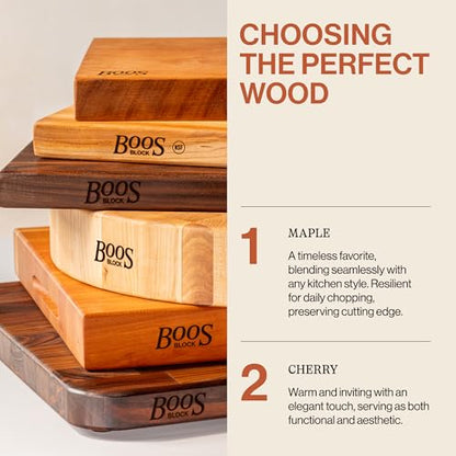 John Boos RA-Board Series Rectangular Wood Bamboo Maple Cutting Board 20”x15” – 2.25” Thick, 20-lb Reversible Butcher Block with Edge-Grain & Finger Grips – Made in the USA - color: Maple, size: 20"L x 15"W