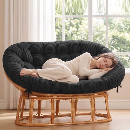 Papasan Chair Cushion Black - color: Black, size: 65x48 Inch