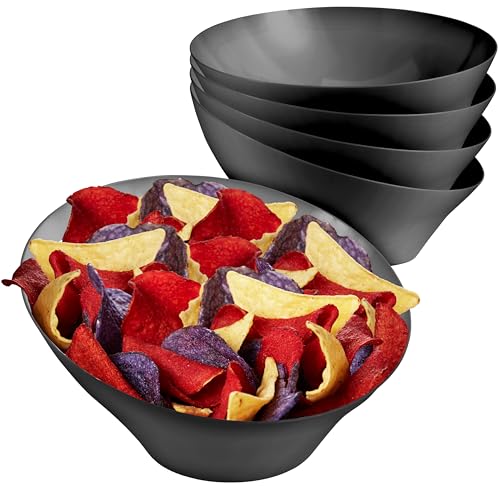 54oz Black Plastic Serving Bowls (4 Pack) Large Disposable Snack Bowl Candy Dishes, Buffet Containers, Chips, Popcorn, Snacks, Punch, Salad Bar, Parties, Office Desk, Bridal Shower, Party Supplies - color: Black, size: 54 oz