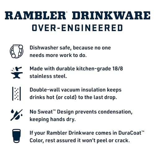 YETI Rambler 35 oz Tumbler with Handle and Straw Lid, Travel Mug Water Tumbler, Vacuum Insulated Cup with Handle, Stainless Steel, Navy - color: Navy, style: 35oz