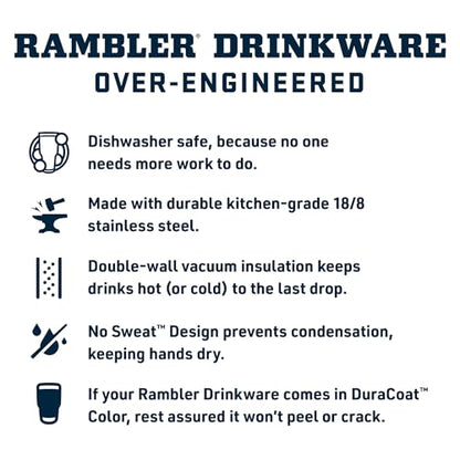 YETI Rambler 35 oz Tumbler with Handle and Straw Lid, Travel Mug Water Tumbler, Vacuum Insulated Cup with Handle, Stainless Steel, Navy - color: Navy, style: 35oz