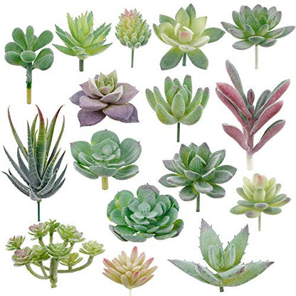 Artificial Succulents, 16 Pack Fake Succulents Plants Artificial Small Fake Plants Faux Succulents Unpotted for Lotus Landscape Decorative Garden Arrangement Decor - size: 1.5-3.5 inches (4-9 cm)