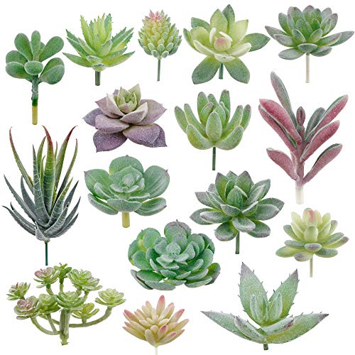 Artificial Succulents, 16 Pack Fake Succulents Plants Artificial Small Fake Plants Faux Succulents Unpotted for Lotus Landscape Decorative Garden Arrangement Decor - size: 1.5-3.5 inches (4-9 cm)