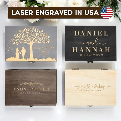 Personalized Wedding Memory Box for Keepsakes Custom Engraved Keepsake Box for Bridal Gifts Photos Jewelry Mementos - Storage Boxes for Couples, Newlyweds Anniversaries Engagement Bridal Shower - style: 10. Wedding Designs