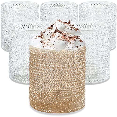 Kate Aspen Beaded Drinking Glasses Set of 6, 10 oz Retro Vintage Glassware - Boho Cocktail Water Juice Glasses, Hostess or Housewarming Gift - color: Clear, size: Beaded 10 oz.