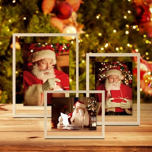 Egofine 11x14 Floating Frames Set of 4, Double Plexiglass Picture Frame, Made of Solid Wood Display Any Size Photo up to 11x14, Wall Mount or Tabletop Standing, Natural Wood - color: Natural Wood, size: 11x14 Set of 4