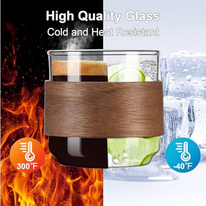 PARACITY Espresso Cups, 5 oz Espresso Shot Cups with Wooden Ring, Set of 2 | Clear espresso shot glass works as a cortado cup; expresso shots cup and double espresso cups serve as espresso accessories - size: 5 Ounces (2 pack)