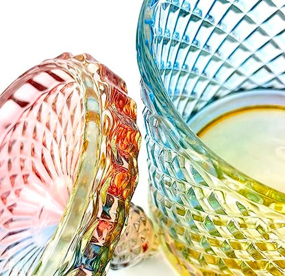 Colorful Crystal Glass Candy Snack Barrel Storage Jar Embossed Luxury Cookie Buffet Canister With Lids Jewelry Box Jar Biscuit Containers - color: Small Cylinder