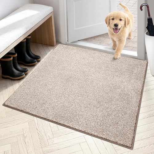 PURRUGS Dirt Trapping Indoor Door Mat, 36" x 36", Taupe | Machine Washable, Non-Slip, Waterproof TPR Backing, Super Absorbent, Low Profile, Entryway Rug for Muddy Paws and Shoes - color: Taupe, size: 36" X 36"