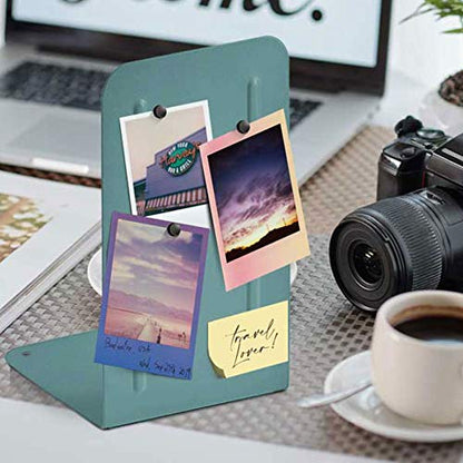 Acrimet Bookends for Shelves, Non-Skid Book Holder, Heavy Duty Book Stopper, Steel Metal Book Ends Storage for Home, Library, 6 7/8" H x 4" W x 4 1/2" D (Green) (1 Pair / 2 Pieces) | For Shelves & Shelves with Protective Base