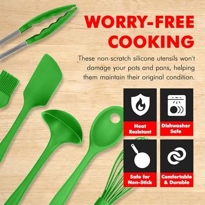 Chef Craft 9 Piece Green Premium Silicone Kitchen Tool Set (42084) - color: Green, size: 9 Piece Set