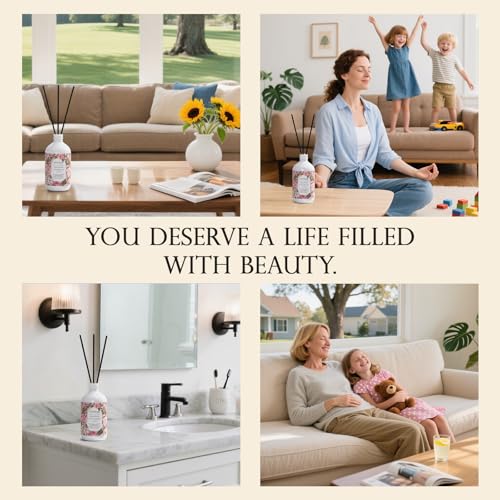 M&SENSE Reed Diffuser Set, Jasmine Garland, 17oz Natural Essential Oil | Non-Toxic Organic, Long-Lasting Fragrance, Ideal for Bathroom, Bedroom, Gifts for Women - color: Jasmine Garland