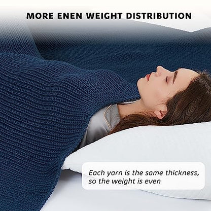 L'AGRATY Knitted Weighted Blanket - 60"x80" 20lbs Cooling Chunky Knit Heavy Blanket for Adults Braided Crochet Throw Thick Cable Yarn Knit Decorative No Beads Evenly Weighted Machine Washable | No Beads Evenly Weighted Machine Washable Chunky Braided Croc