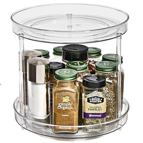 Sorbus 9 Inch 2 Tier Clear Lazy Susan Organizer, Turntable Organizer for Spice Organization for Cabinet, Lazy Susan Turntable for Kitchen, Home, Office, Closet, Classroom, Laundry Room Organization - size: 2 Tiered