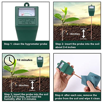 2 Packs Soil Moisture Meter for House Plants, Plant Water Meter Soil Tester Test Kit Soil Hygrometer Sensor for Indoor & Outdoor Use Garden Lawn Farm, No Battery Required (Black & Green)