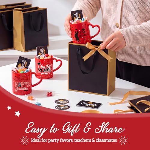 Pickmesh Graduation Coffee Mug Set of 6, 10 oz Red Ceramic Enamel Mugs with Handle, Class of 2026 & Congrats Grad Designs, Graduation Party Supplies, Grad Gift Cups for Coffee Tea Cocoa - color: Red, style: Graduation