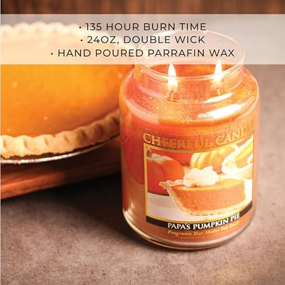 A Cheerful Giver - Papa's Pumpkin Pie Scented Glass Jar Candle (24 oz) with Lid & True to Life Fragrance Made in USA - size: 24oz