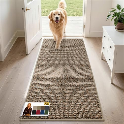 JSEI Door Mat for Entrance, TPR Non-Slip Backing, 24"x60", Taupe | Washable Low Profile Doormat for Front Door & Back Door, Absorbent Dirt-Trapping Entryway Rugs for Wet Shoes & Dirty Paws - color: Taupe, size: 24'' X 60''